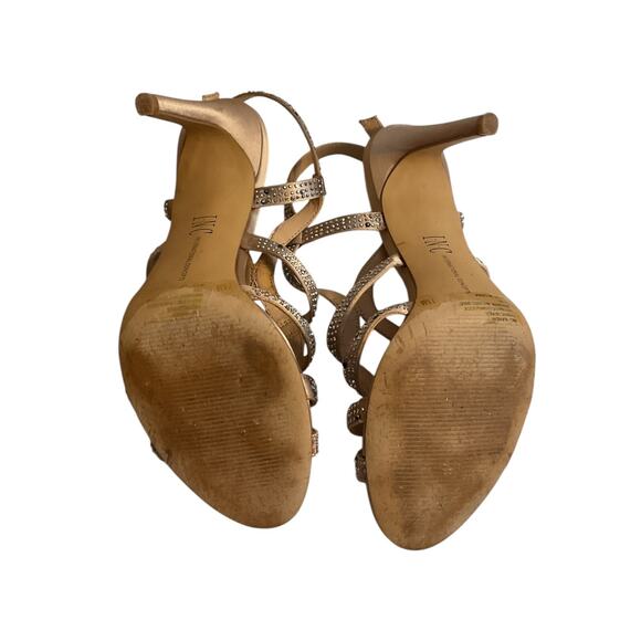 INC International Concepts Sandal Heel 7.5M Randii Bisque Rhinestone-Read Flaw - Picture 13 of 15